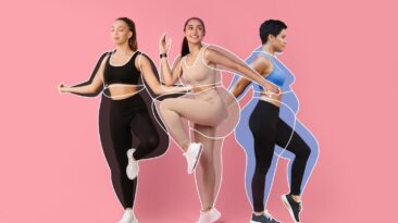 Tri vitke ženske v narisani silhueti debelosti