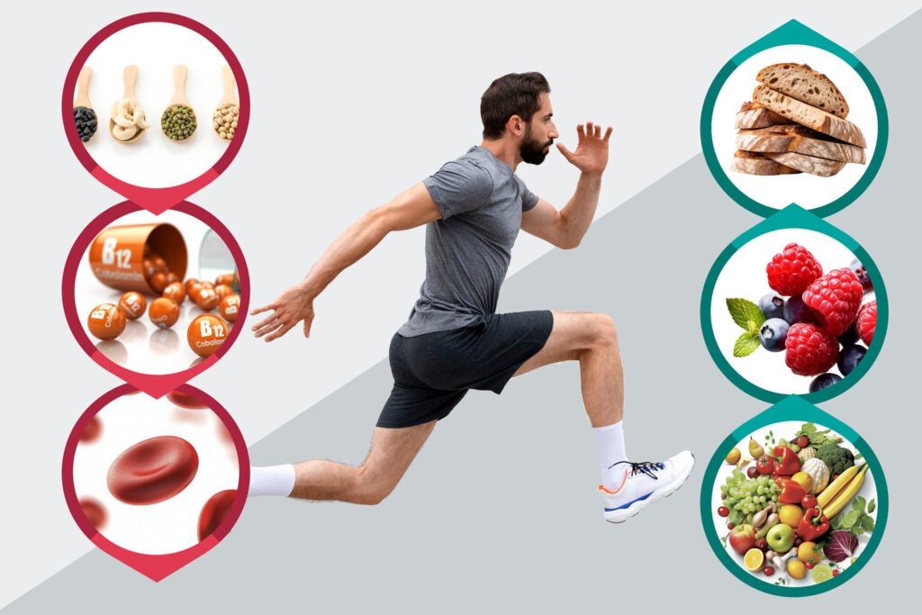 Prikaz pozitivnih in negativnih prehranskih učinkov na telesno zmogljivost. 